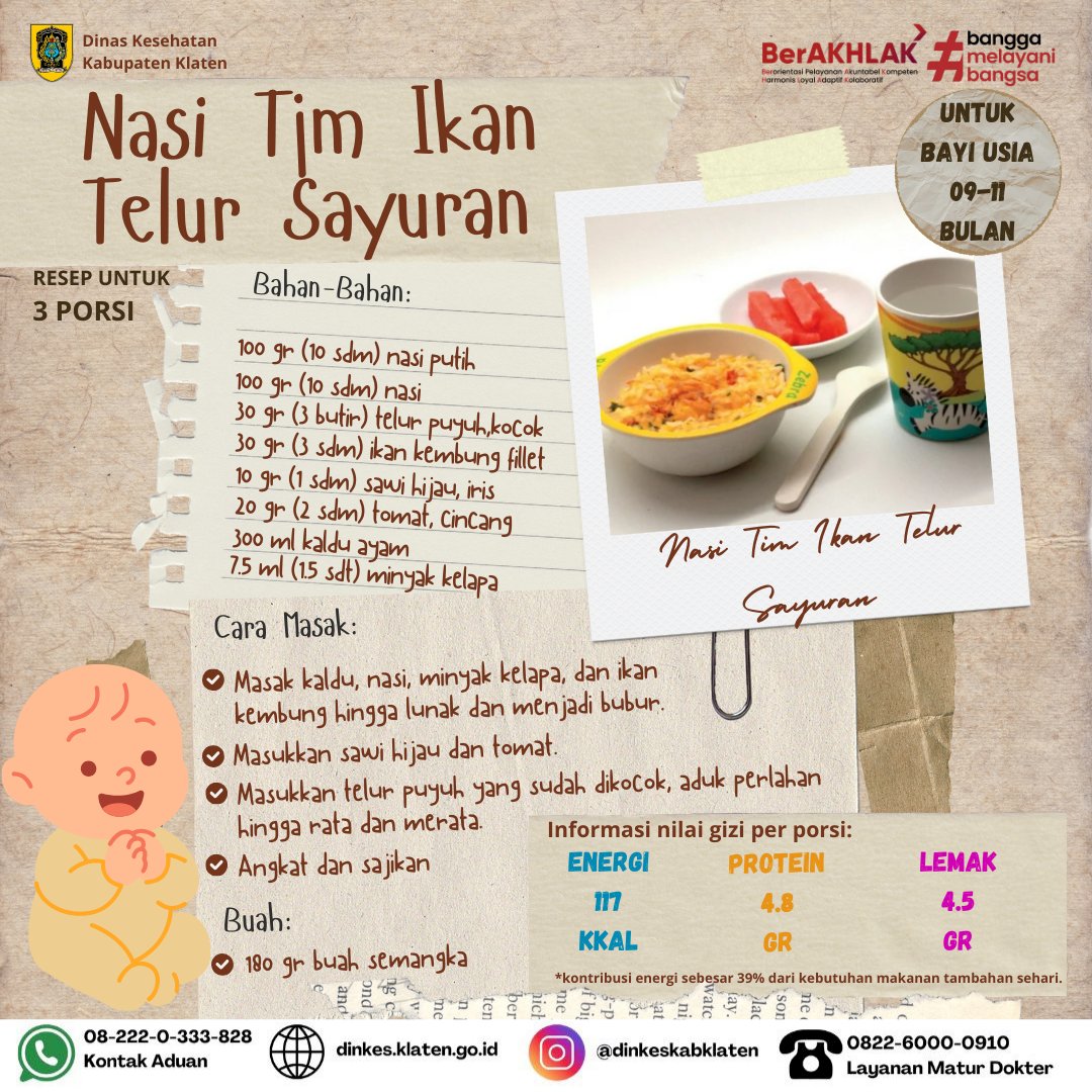 Nasi Tim Ikan Telur Sayuran, Menu Bergizi untuk Bayi Usia 9–11 Bulan