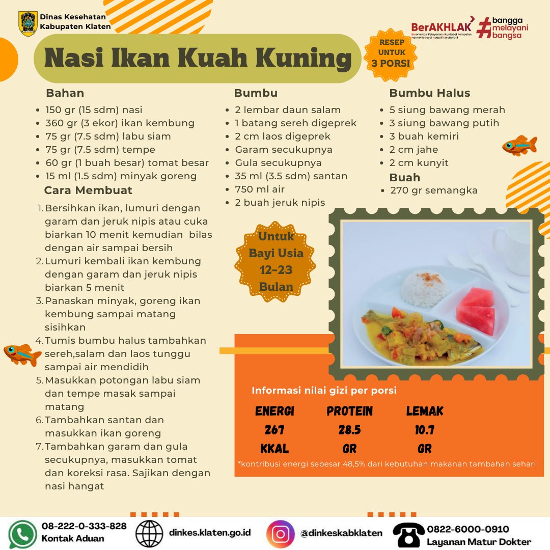 Nasi Ikan Kuah Kuning: Menu Bergizi untuk Bayi Usia 12–23 Bulan
